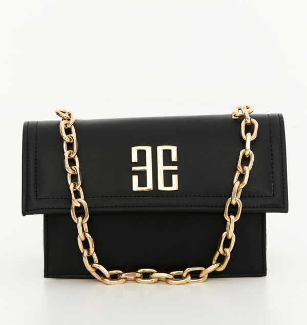 Faux leather handbag detailed with gold logo - Image 2