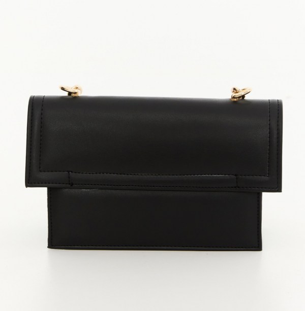 Faux leather handbag detailed with gold logo - Image 3