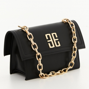 Faux leather handbag detailed with gold logo