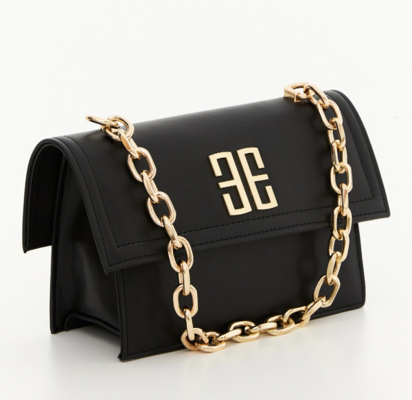Faux leather handbag detailed with gold logo