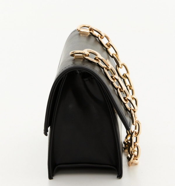 Faux leather handbag detailed with gold logo - Image 5