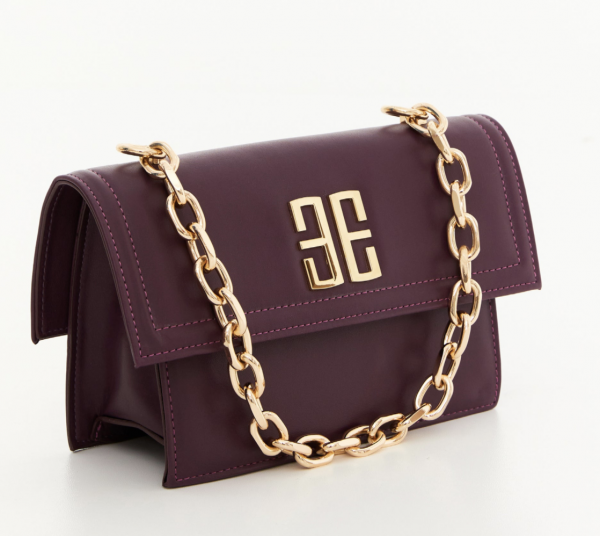Faux leather handbag detailed with gold logo - Image 9