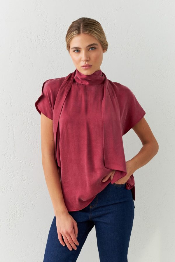 Neck and Sleeve Detailed Relaxed Cut Blouse - Image 3