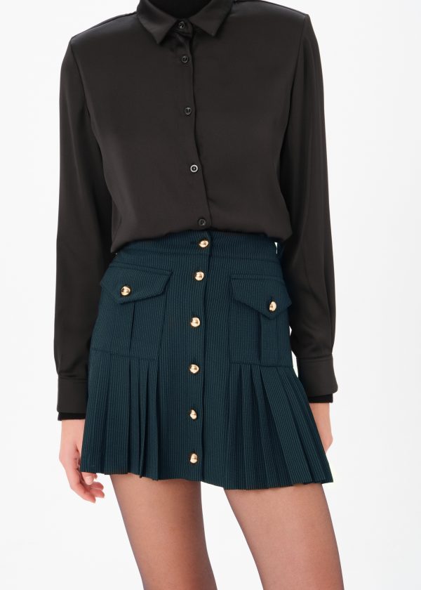 Mini Skirt Detailed With Gold Buttons - Navy