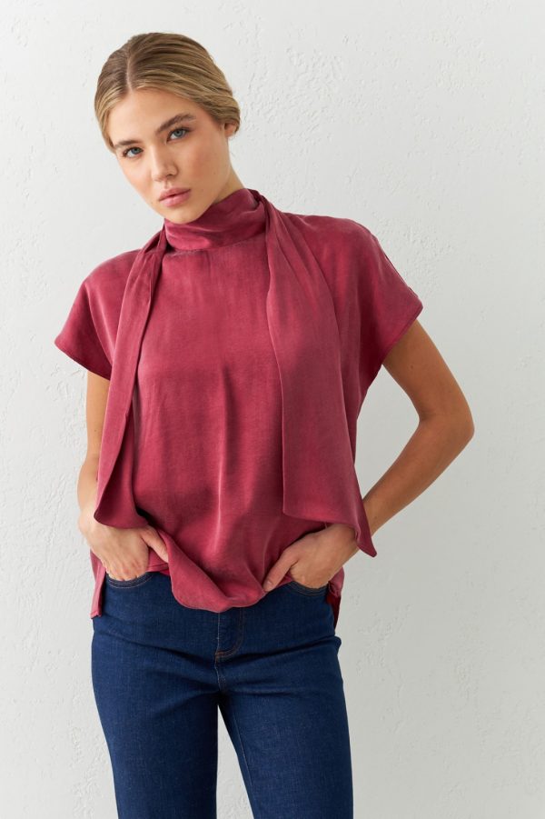 Neck and Sleeve Detailed Relaxed Cut Blouse