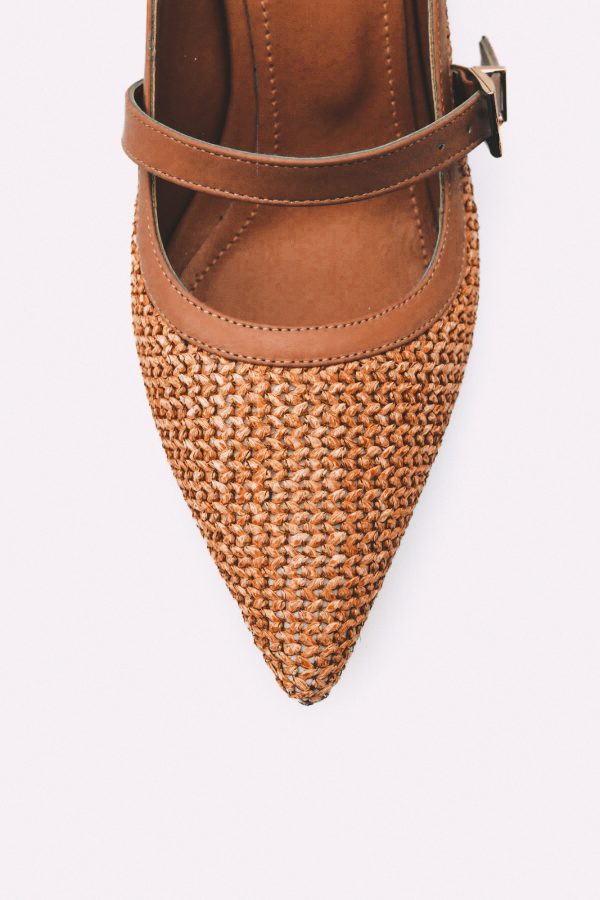 Beige Woven Pointed Toe Slippers - Image 5