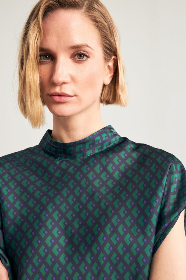 Green And Navy Blouse - Image 2