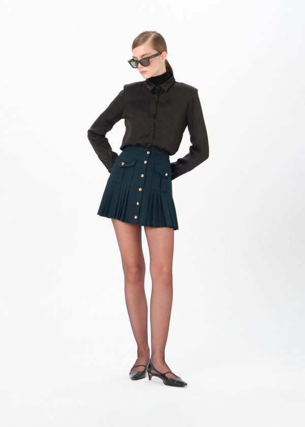 Mini Skirt Detailed With Gold Buttons - Navy - Image 3