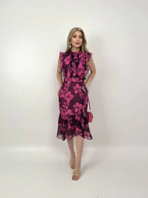 Chiffon Midi Dress - Pink