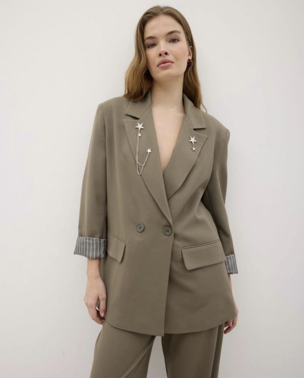 Oversize Suit Detailed With Brooch (Removable) - Image 3
