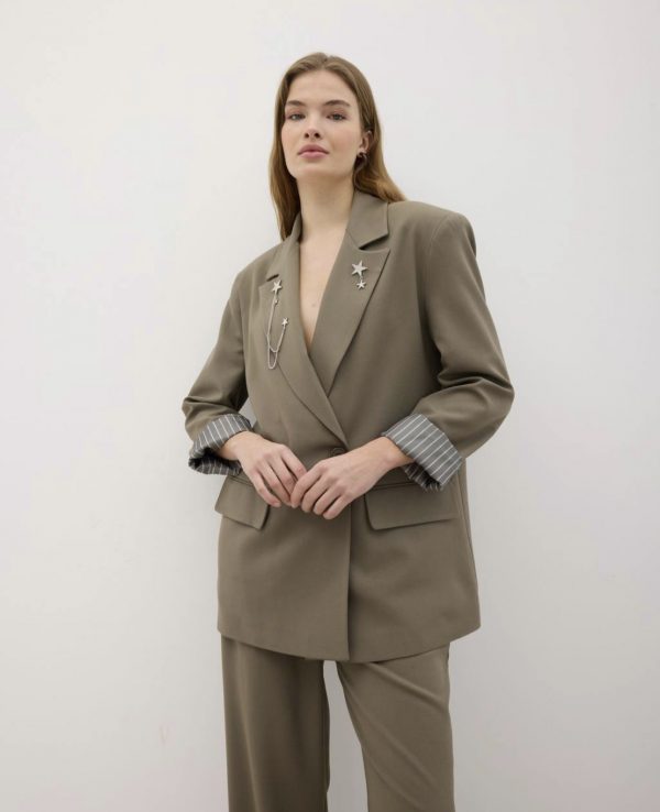 Oversize Suit Detailed With Brooch (Removable) - Image 5