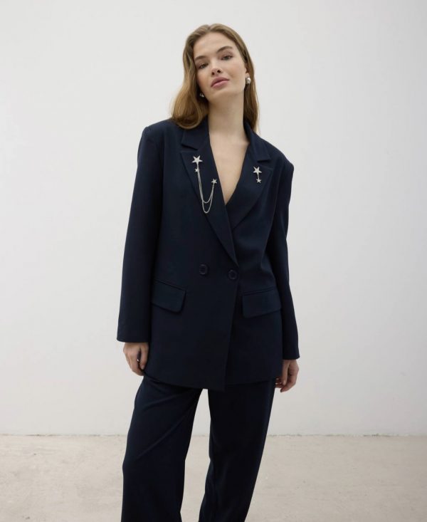 Oversize Suit Detailed With Brooch (Removable)