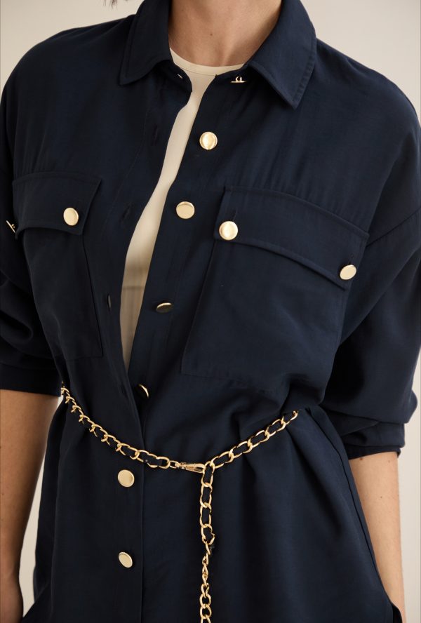Shirt Detailed With Gold Buttons And Belt - Image 2