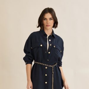 Shirt Detailed With Gold Buttons And Belt