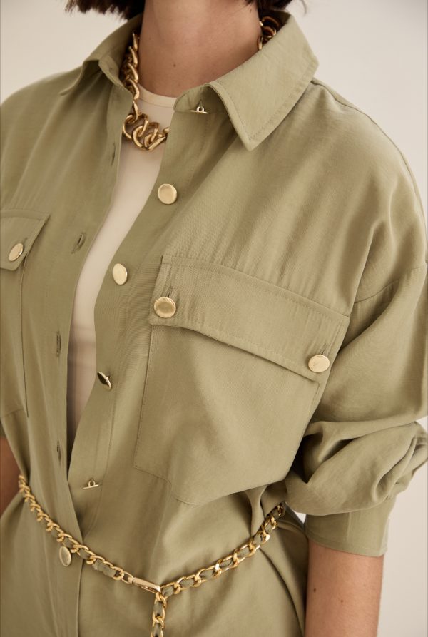 Shirt Detailed With Gold Buttons And Belt - Image 2