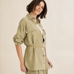 Shirt Detailed With Gold Buttons And Belt