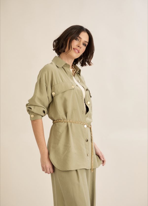 Shirt Detailed With Gold Buttons And Belt