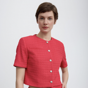 Short Sleeve Jacket Detailed with Silver Buttons