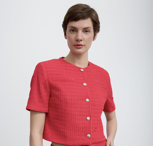 Short Sleeve Jacket Detailed with Silver Buttons