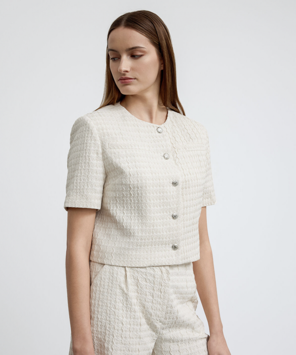 Short Sleeve Jacket Detailed With Silver Buttons