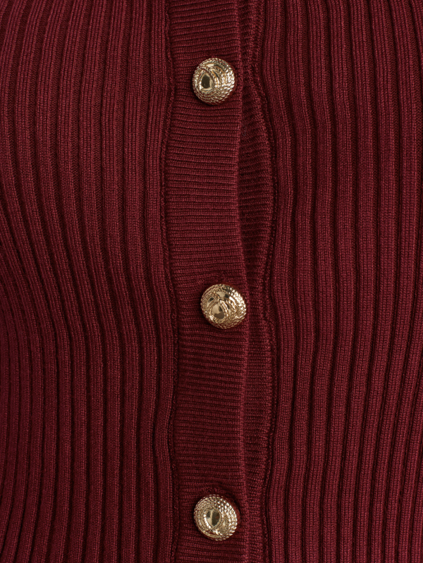 Crew Neck Buttoned Spanish Sleeve Knitted Cardigan - One size - Image 5