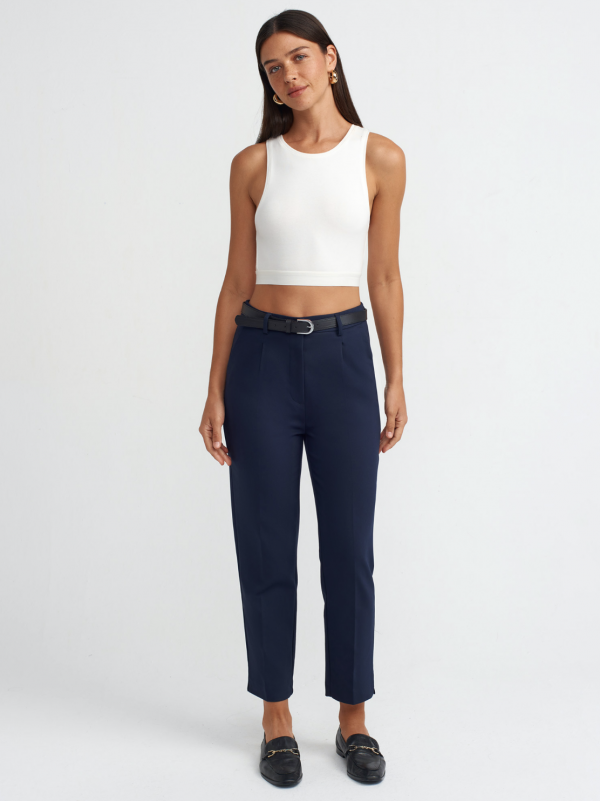 High waist trousers with belt - Image 2