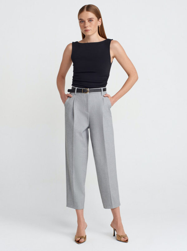 High waist trousers with belt