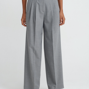 Belted Darted Fabric Trousers