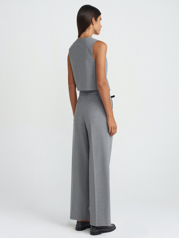 Belted Darted Fabric Trousers - Image 4