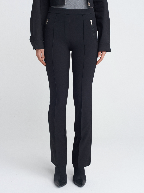 Mid Waist Trousers with Decorative Stitching - Image 2
