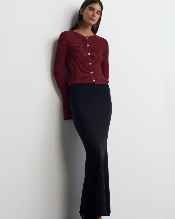 Crew Neck Buttoned Spanish Sleeve Knitted Cardigan - One size - Image 6
