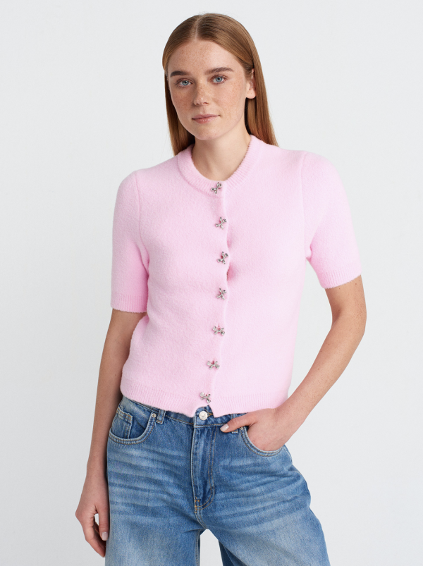 Crew Neck Soft Texture Buttoned Knitwear Cardigan