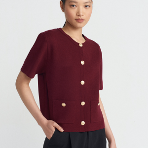 Crew Neck Buttoned Pocket Knitwear Cardigan