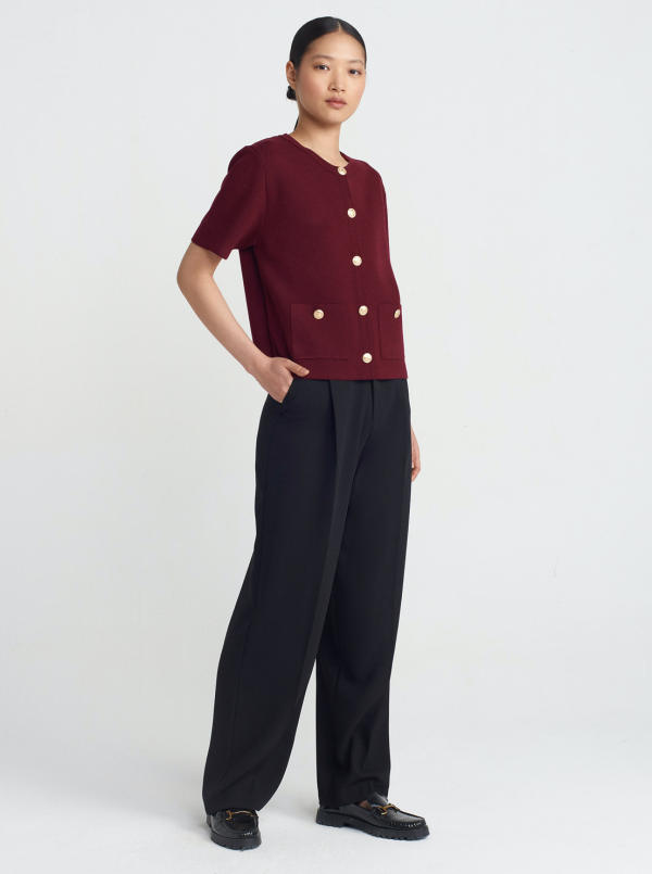 Crew Neck Buttoned Pocket Knitwear Cardigan - Image 4