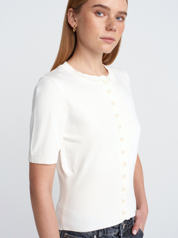 Crew Neck Buttoned Knitted Cardigan - Image 3