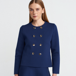 Crew Neck Buttoned Knitted Cardigan- One size