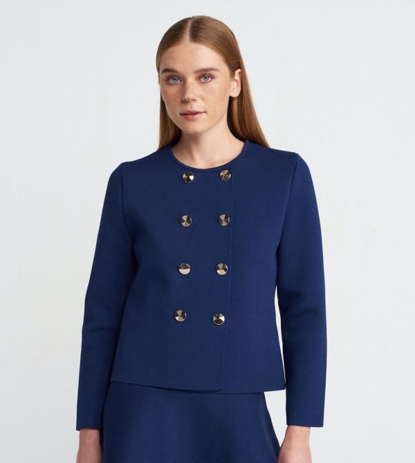 Crew Neck Buttoned Knitted Cardigan- One size