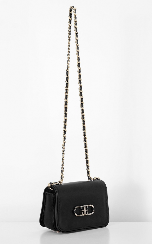 Leather, Stylish Bag Detailed With Gold Logo - Black - Image 3