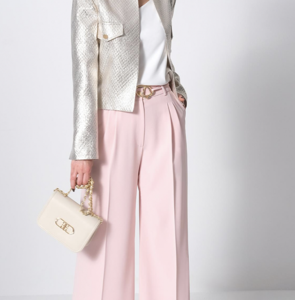 Leather, Stylish Bag Detailed With Gold Logo - Ecru - Image 5