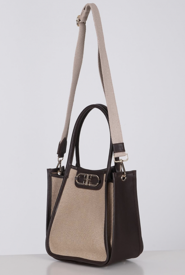 Stylish Bag with Linen Leather Garnish, Column, Shoulder, Hand, Cross Strap Alternatives - Image 2