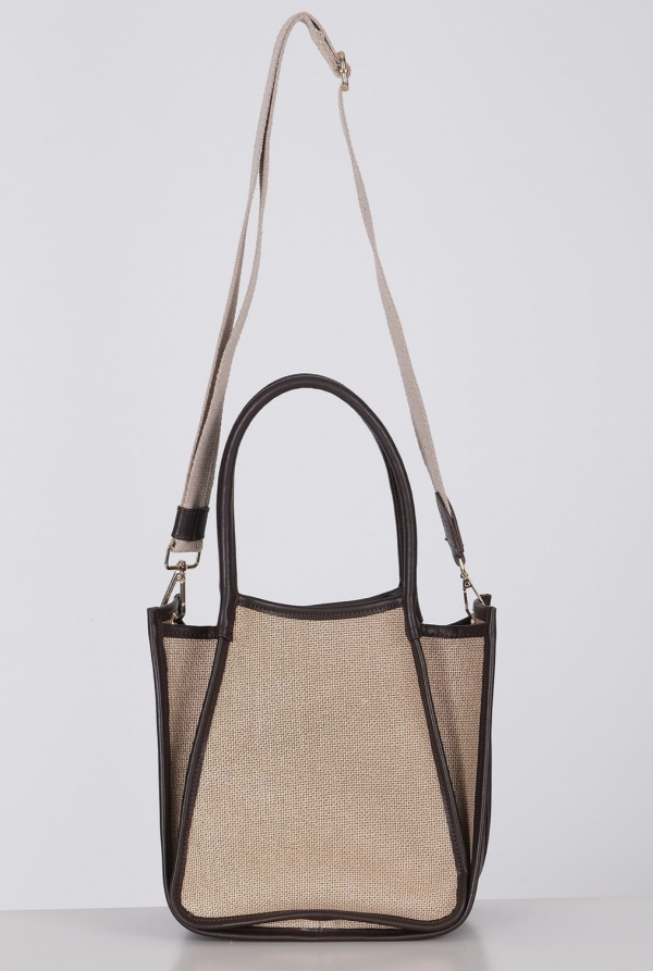 Stylish Bag with Linen Leather Garnish, Column, Shoulder, Hand, Cross Strap Alternatives - Image 3