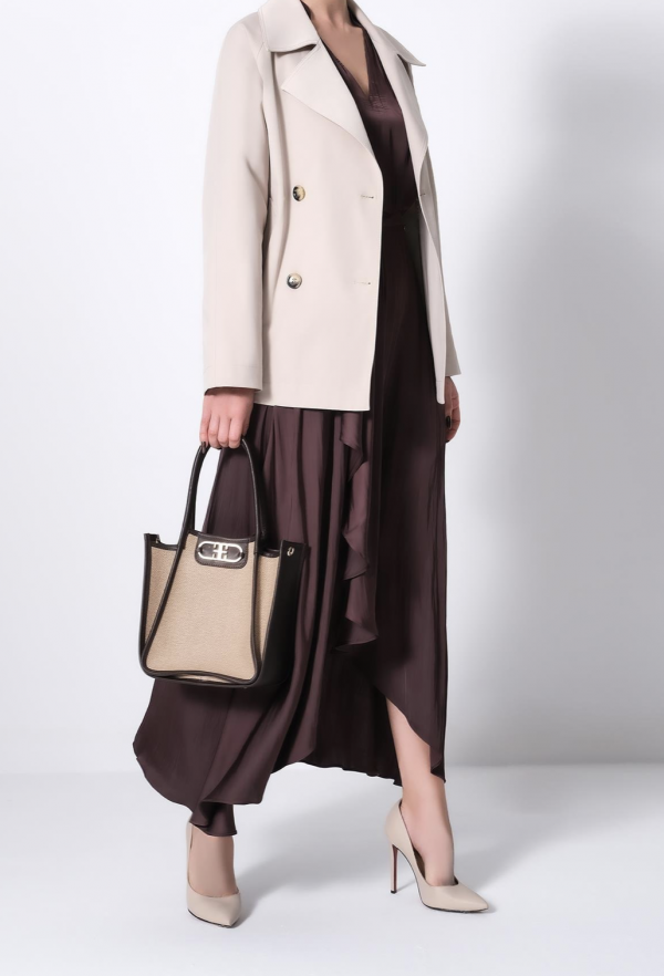 Stylish Bag with Linen Leather Garnish, Column, Shoulder, Hand, Cross Strap Alternatives - Image 4