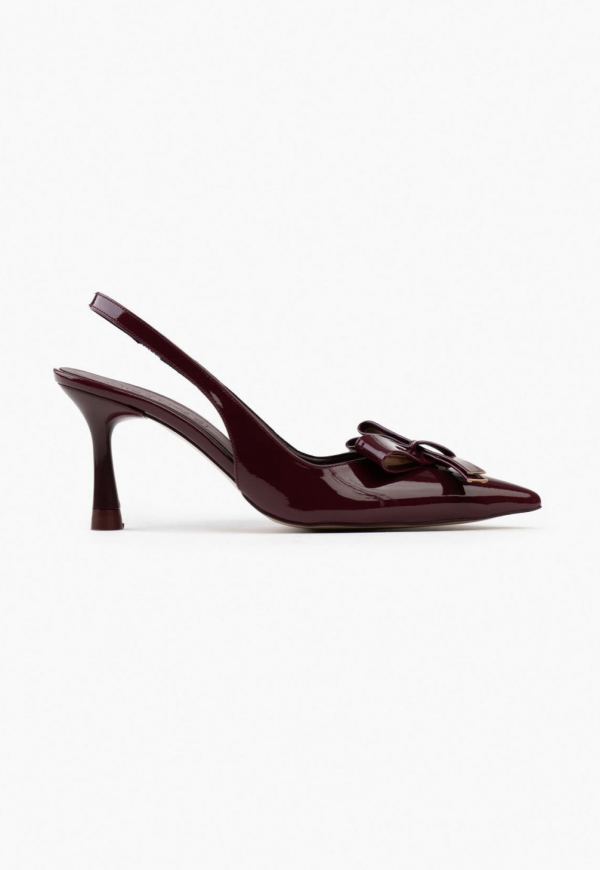 Bordo Heels Detailed With Bow - Image 8