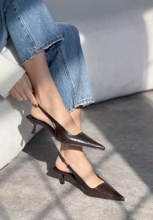 Dark Brown Leather - Low Heels - Image 2