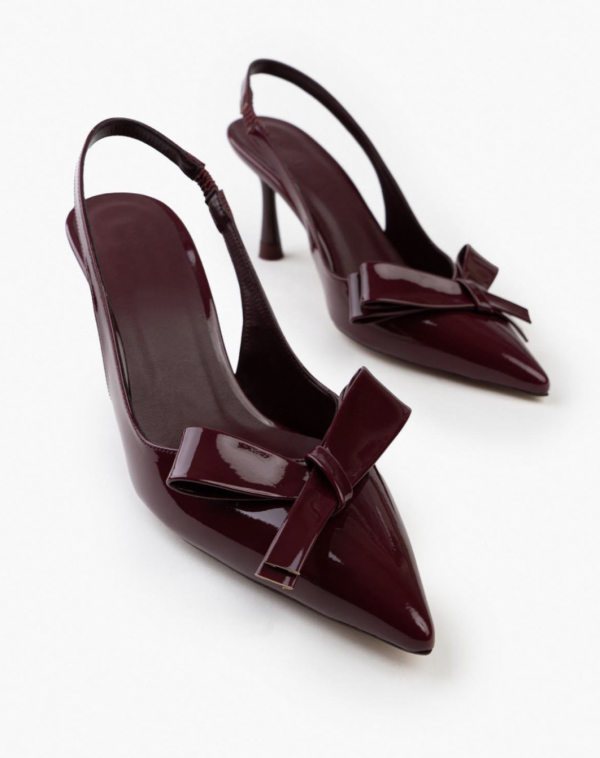 Bordo Heels Detailed With Bow - Image 4