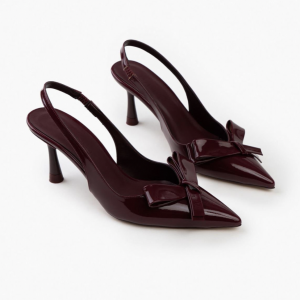 Bordo Heels Detailed With Bow