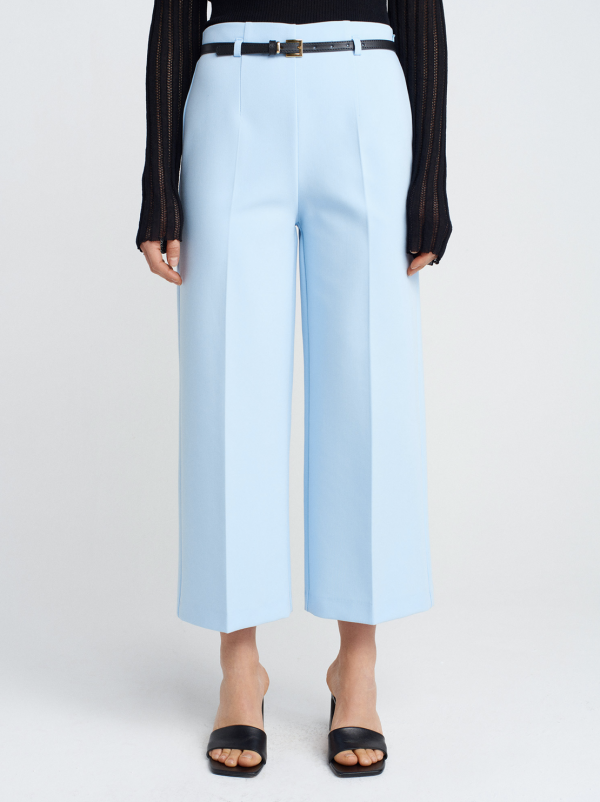 Belted Culotte Pants-Blue
