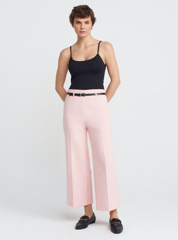 Belted Culotte Pants-Pink - Image 2