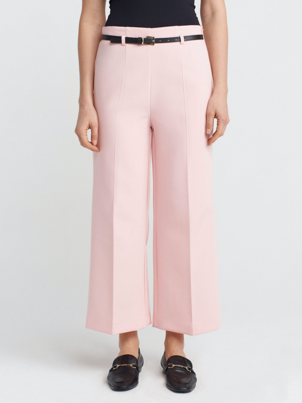 Belted Culotte Pants-Pink