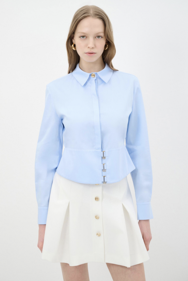 Blue Shirt Detailed With Gold Buttons